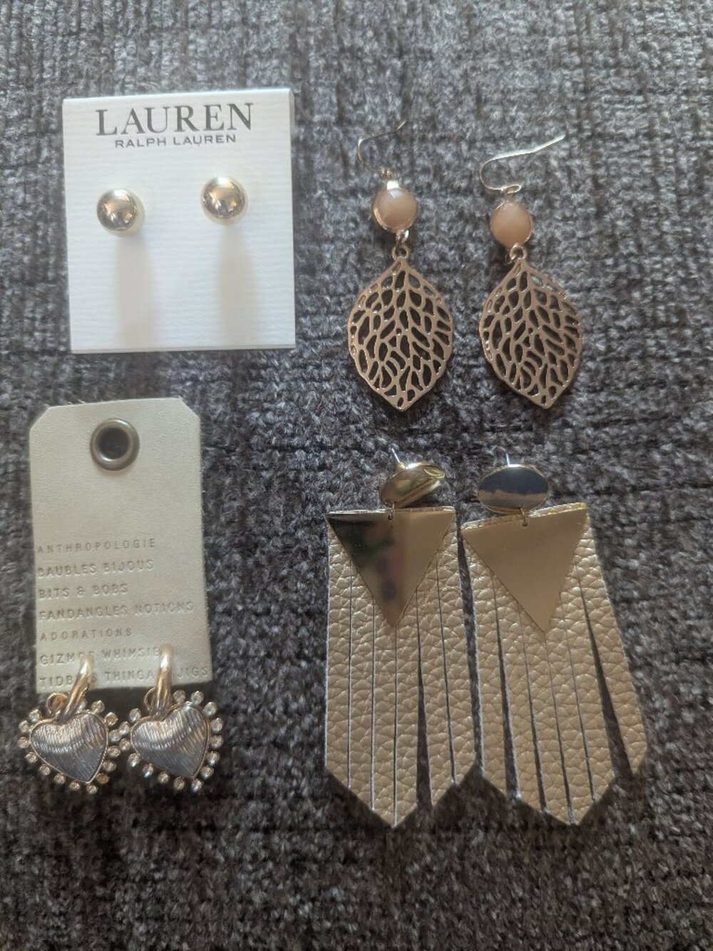 Four Sets of Gold Earrings...